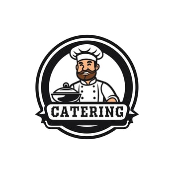 Catering vector logo design with chef character icon