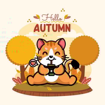 Cute cat in autumn season vector