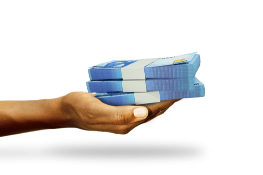 Hand Holding 3D rendering of stacks of Nigerian Naira notes isolated on transparent background png