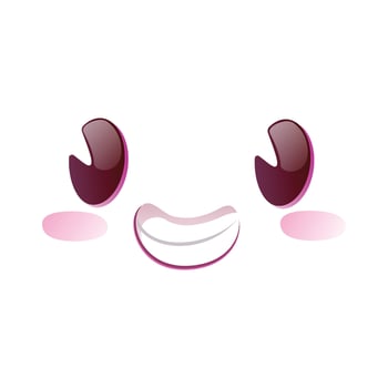 Vector hand drawn kawaii face on white background