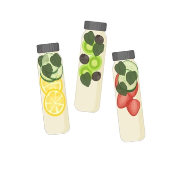 Logo illustration of infused water in a glass bottle vector