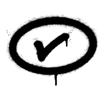 Spray Painted Graffiti sign yes Sprayed isolated with a white background. graffiti tick mark approved Icon with over spray in black over white. vector