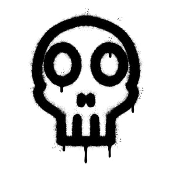 Spray Painted Graffiti skull icon Sprayed isolated with a white background. graffiti skull symbol with over spray in black over white. vector