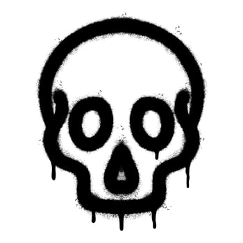 Spray Painted Graffiti skull icon Sprayed isolated with a white background. graffiti skull symbol with over spray in black over white. vector