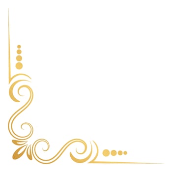 Gold vintage baroque corner ornament retro pattern antique style acanthus. Decorative design element filigree calligraphy. You can use for wedding decoration of greeting card and laser cutting. vector