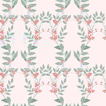 Hand Drawn Berry and Leaves Seamless Pattern vector