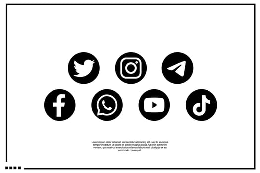 icon social media instagram, whatapps, telegram, youtube, tiktok, facebook, linkedin, messenge vector
