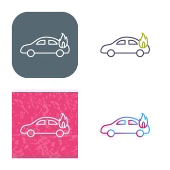 Unique Car on Fire Vector Icon