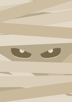 mummy angry face with scary eyes vector flat illustration suitable for halloween wall art or poster template