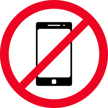 No phone sign flat icon. No talking and calling icon. Red cell prohibition illustration png