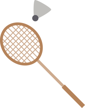 Badminton racket with shuttlecock sport icon png