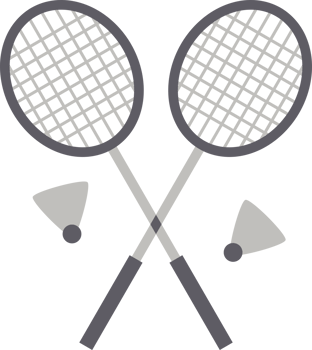 Badminton racket with shuttlecock sport icon png