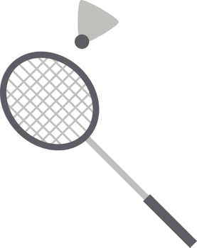 Badminton racket with shuttlecock sport icon png