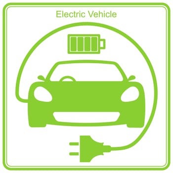 Electric Vehicle charging station, electric car with plug icon, EV car vector