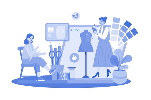 Fashion enthusiast follows designers for trends. vector