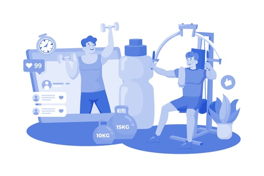 Fitness enthusiast joins communities. vector