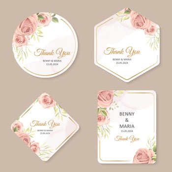 Collection of modern hand drawn floral labels vector