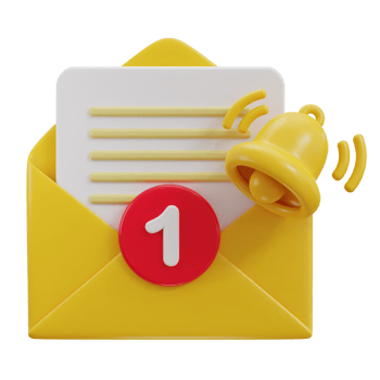 3d email with notification icon illustration png
