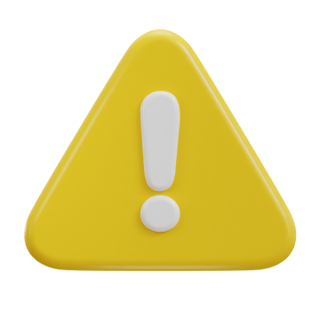 3d exclamation sign warning or danger risk message alert problem icon png