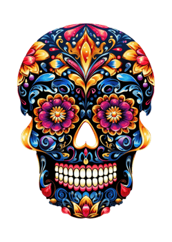 Skull illustration with mexico ornament for celebration day of the dead ai generative png