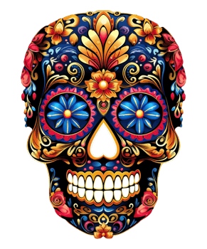 Skull illustration with mexico ornament for celebration day of the dead ai generative png