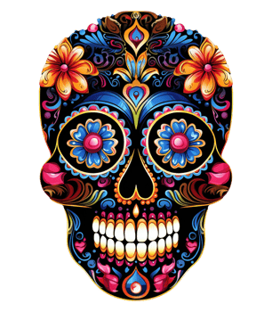 Skull illustration with mexico ornament for celebration day of the dead ai generative png