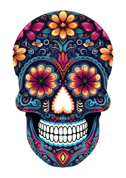 Skull illustration with mexico ornament for celebration day of the dead ai generative png