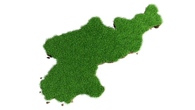North Korea Map soil land geology cross section with green grass and Rock ground texture 3d illustration png