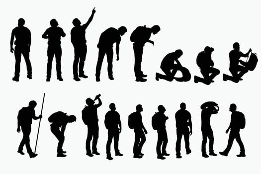 tourist silhouette set vector