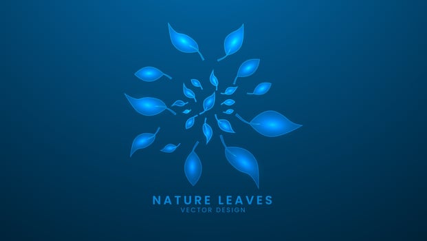 Nature leaves. Fresh herbs and leaves. Vector illustration with light effect and neon