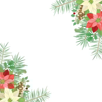 christmas element decoration with poinsettia vector