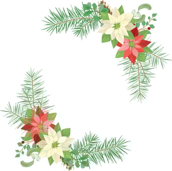 christmas element decoration with poinsettia vector