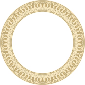 Vector gold round classic Greek meander ornament. Pattern, circle of Ancient Greece. Border, frame, ring of the Roman Empire