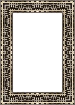 Vector gold and black square Egyptian ornament. Endless Rectangle, Ring of Ancient Egypt. Geometric African frame