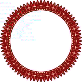 Vector gold with red round Turkish ornament. Ottoman circle, ring, frame