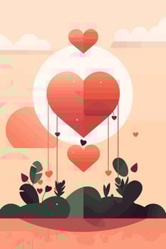Valentines Day Love Heart Flat Art vector