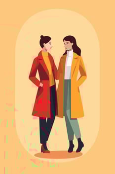 LGBT Couple Lesbian Flat Art vector