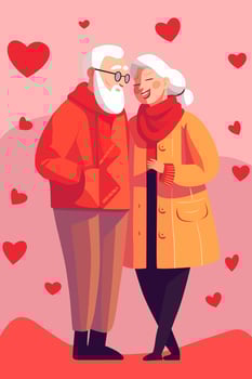 Old Couple Valentines Day Love Flat Art vector