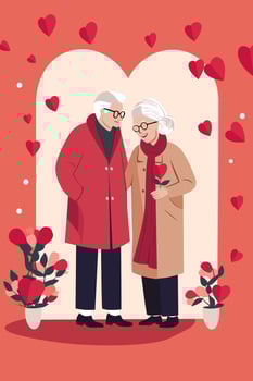 Old Couple Valentines Day Love Flat Art vector