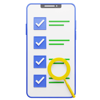 3d object of online survey with smartphone png