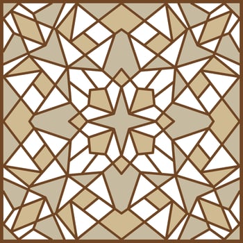 Vector brown geometric pattern. Ceramic tiles for walls, floors and stoves. Ornament for stained glass