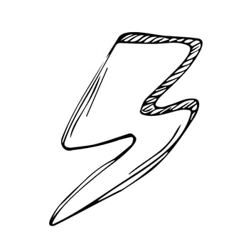 hand drawn electric lightning bolt symbol sketch illustration. thunder symbol doodle icon. design element isolated on white background. vector illustration.