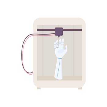 A synthetic organ. hand.. 3D printer, bioprinting, prosthetics. Medical printing. vector