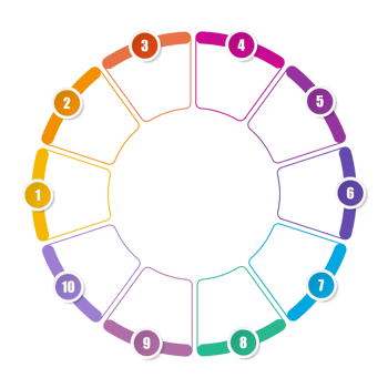 Infographic with 10 steps, process or options. png