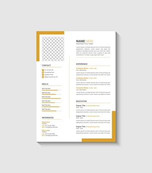 professional modern and minimal resume or cv template vector