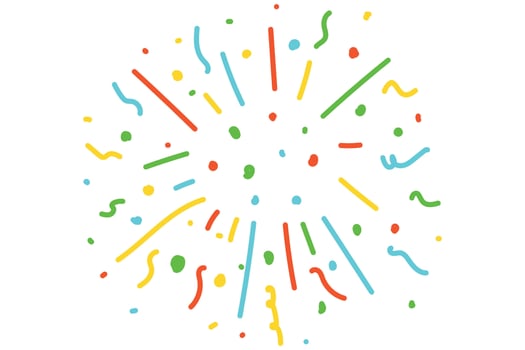 Exploding party popper. Cracker with colorful confetti. Festive firecracker icon. Popping ribbon confetti. Cracker for celebrating christmas birthday. Vector illustration isolated on white background.