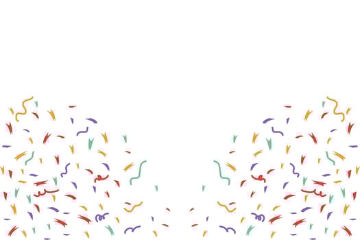 Blank holiday banner with colorful confetti. Background with copy space for birthday, christmas, anniversary. Flat vector cartoon illustration.