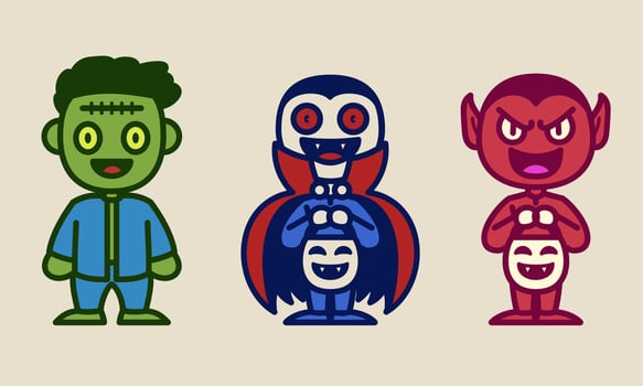 Set of cute Halloween Character vector