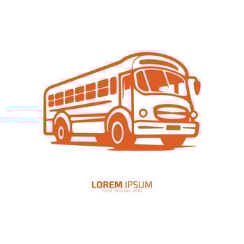 Minimal and abstract logo of bus vector school bus icon student bus silhouette isolated template design orange color bus
