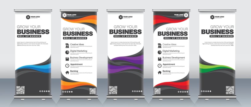Modern business roll up banner design for business events, presentations vector